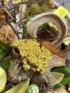 Kép 4/4 - Légies, fakarikás, bogyós szárazvirág ajtódísz apró pöttyös gombákkal