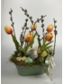 Kép 1/4 - Öribari(k) - sárgásnarancsos tulipános, baris-nyuszis tavaszi tartós asztaldísz 