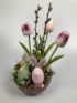 Kép 1/4 - Tappancsosék meggyjoghurt színű tulipános, igazi tojásos, mohás tartós asztaldísze 