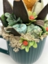 Kép 4/4 - Sötét türkiz, szívet ölelő macis bögre növényágyon, tartós virágdísz termésekkel és zuzmóval