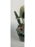 Kép 2/4 - Rózsika - vízparti hangulatú tartós, sötétszürke kaspós, türkiz lótuszos, buja díszítésű, szárított rózsás asztaldísz