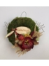 Kép 1/4 - Mákos Emlék - termésekkel s egyéb növényi részekkel díszített, selyemszalagos, fatábla feliratos mohakoszorú 