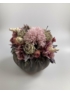 Kép 1/4 - Vintage szürke, degeszre tölött kerámia tök száraz- és selyemvirágokkal 