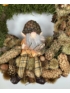 Kép 2/4 - Napraforgósban - Tobozkucsmás, dértől csillogó ruhás, láblógató manó apó natúr terméskopogtatója
