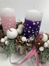 Kép 2/4 - Pöttyös Remény - 3 lila és 1 rózsaszín gyertyás adventi asztaldísz