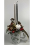 Kép 1/4 - Egérkirállyal töltött karácsonyi kerámiabögre borókaágyon, szalagokkal